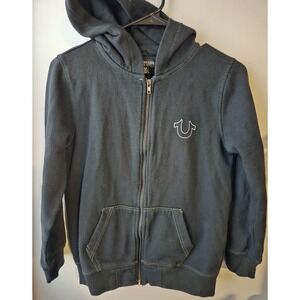 True Religion Kids Zip Hoodie XL Black World Tour Buddha Fleece Sweatshirt